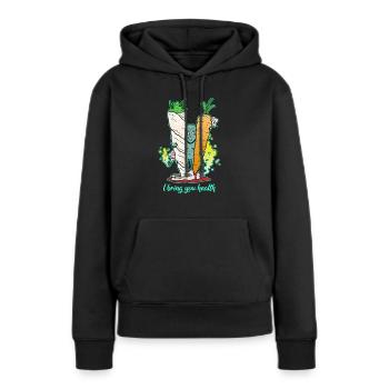 Herbe Joint CBD santé Alien Cannabis Drôle - Sweat à capuche Premium bio Femme - noir - Devant - Julia (174cm)