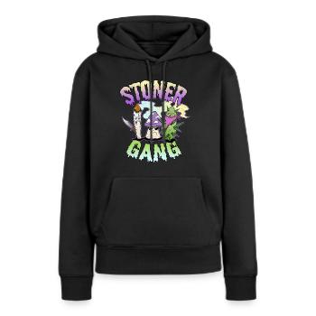 Stoner gang joint herbe floraison champignon magique stoner - Sweat à capuche Premium bio Femme - noir - Devant - Julia (174cm)