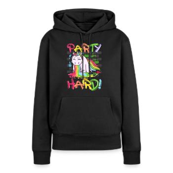 Kotzendes Einhorn Party Hard Sauf Saufen Geschenk - Frauen Premium Bio Hoodie - Schwarz - Vorne - Julia (174cm)