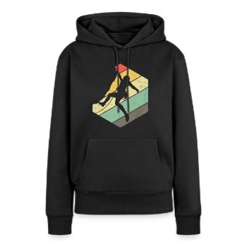 Felsklettern Retro Bergsteiger Wanderer Alpinismus - Frauen Premium Bio Hoodie - Schwarz - Vorne - Julia (174cm)
