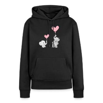 Süsse Elefanten mit Rosa Ballons - Frauen Premium Bio Hoodie - Schwarz - Vorne - Julia (174cm)