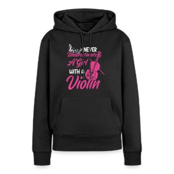 Geige Mädchen Violinist Violinistin Geschenk - Frauen Premium Bio Hoodie - Schwarz - Vorne - Julia (174cm)
