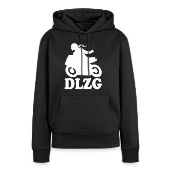 DLZG Motorradfahrerin Die Linke zum Gruß Motorrad - Frauen Premium Bio Hoodie - Schwarz - Vorne - Julia (174cm)