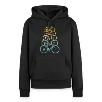 Retro Fahrrad Motiv Fahrradmotiv - Frauen Premium Bio Hoodie - Schwarz - Vorne - Julia (174cm)