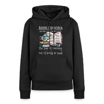 Abibliophobie lecture de bouquinier lecteur cadeau - Sweat à capuche Premium bio Femme - noir - Devant - Julia (174cm)