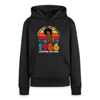 1986 Birthday Afro Woman Limited Edition - Frauen Premium Bio Hoodie - Schwarz - Vorne - Julia (174cm)