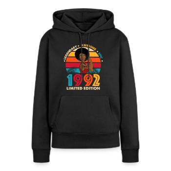 Geburtstag 1992 Afro Woman Limited Edition - Frauen Premium Bio Hoodie - Schwarz - Vorne - Julia (174cm)