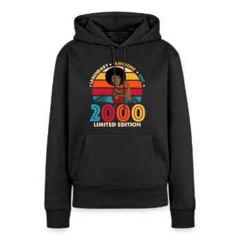 Birthday 2000 Afro Woman Limited Edition - Women’s Premium Organic Hoodie - black - Front - Julia (174cm)