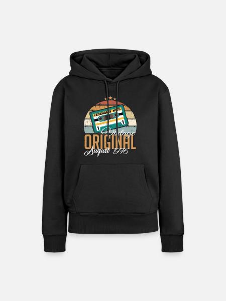 August 1976 Jubiläum 1976 Legenden August - Dame Premium hoodie, økologisk bomuld - sort