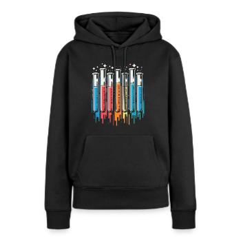 Bunte Reagenzgläser - Frauen Premium Bio Hoodie - Schwarz - Vorne - Julia (174cm)