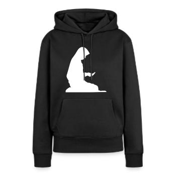 Beten - Frauen Premium Bio Hoodie - Schwarz - Vorne - Julia (174cm)