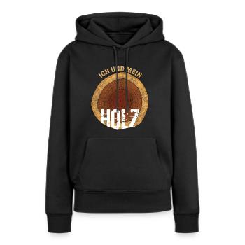 Ich und mein Holz - Frauen Premium Bio Hoodie - Schwarz - Vorne - Julia (174cm)