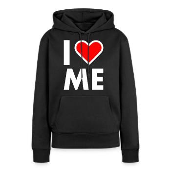 I love me - Frauen Premium Bio Hoodie - Schwarz - Vorne - Julia (174cm)