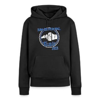 Zum ersten Mal Tante 2023 Geschenkidee - Frauen Premium Bio Hoodie - Schwarz - Vorne - Julia (174cm)
