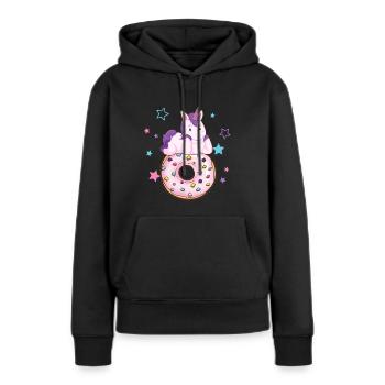 Unicorn with donut - Women’s Premium Organic Hoodie - black - Front - Julia (174cm)