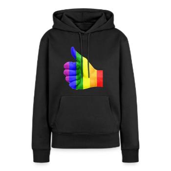 LGBT Rainbow Thumbs Up - Sweat à capuche Premium bio Femme - noir - Devant - Julia (174cm)