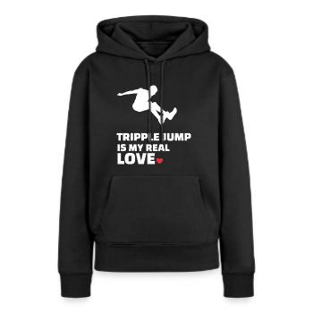 J’adore le triple saut - Sweat à capuche Premium bio Femme - noir - Devant - Julia (174cm)