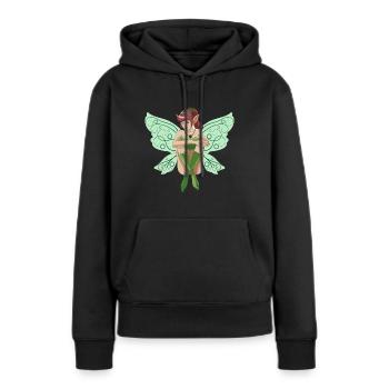 Fee - Frauen Premium Bio Hoodie - Schwarz - Vorne - Julia (174cm)