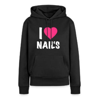 I love Nails - Artiste Nail - Nail Design - Nails - Sweat à capuche Premium bio Femme - noir - Devant - Julia (174cm)