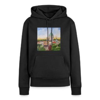 Potsdam - Frauen Premium Bio Hoodie - Schwarz - Vorne - Julia (174cm)