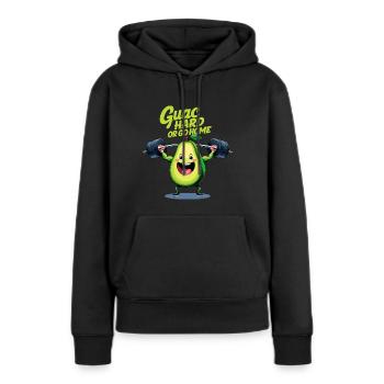 Avocado Fitness – Guac Hard Style - Frauen Premium Bio Hoodie - Schwarz - Vorne - Julia (174cm)