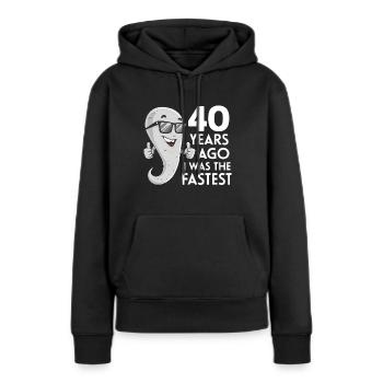 Il y a 40 ans, j’étais le plus rapide - Lustiger Spruch - Sweat à capuche Premium bio Femme - noir - Devant - Julia (174cm)