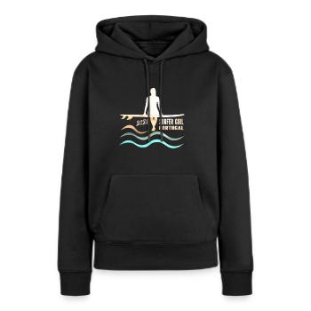 Surfer Girl Portugal 2021 - Sweat à capuche Premium bio Femme - noir - Devant - Julia (174cm)