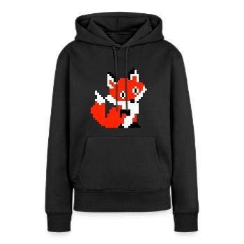 Fox Fox Paw Pixel Design rétro chemise cadeau - Sweat à capuche Premium bio Femme - noir - Devant - Julia (174cm)