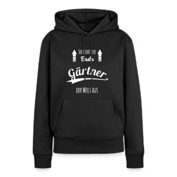Gärtner - Frauen Premium Bio Hoodie - Schwarz - Vorne - Julia (174cm)