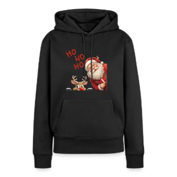 ho ho ho Santa Claus - Sweat à capuche Premium bio Femme - noir - Devant - Julia (174cm)