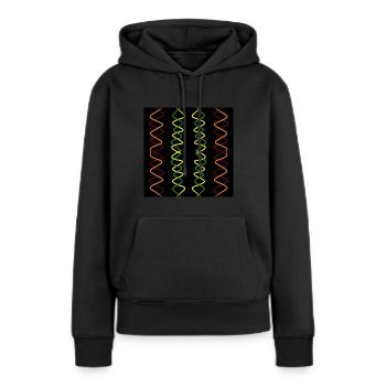 Yellow and orange vertical waves - Women’s Premium Organic Hoodie - black - Front - Julia (174cm)