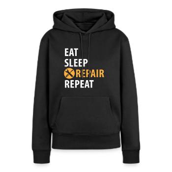 Monteur, Baumeister, Handwerker - Frauen Premium Bio Hoodie - Schwarz - Vorne - Julia (174cm)