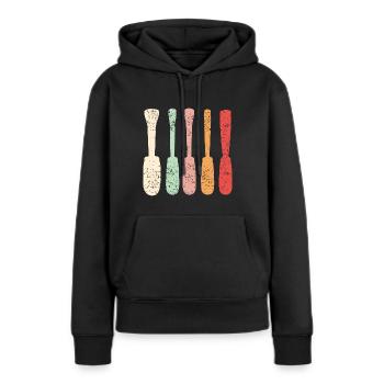 Charpentier sculpteur sur bois - Sweat à capuche Premium bio Femme - noir - Devant - Julia (174cm)