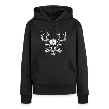 Crâne de cerf - Jolley Roger - Sweat à capuche Premium bio Femme - noir - Devant - Julia (174cm)