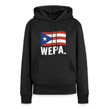 Fier portoricain Wepa Porto Rico Flag Latino - Sweat à capuche Premium bio Femme - noir - Devant - Julia (174cm)