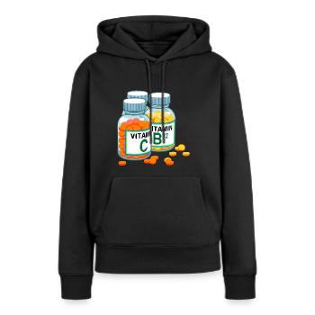 vitamines - Sweat à capuche Premium bio Femme - noir - Devant - Julia (174cm)