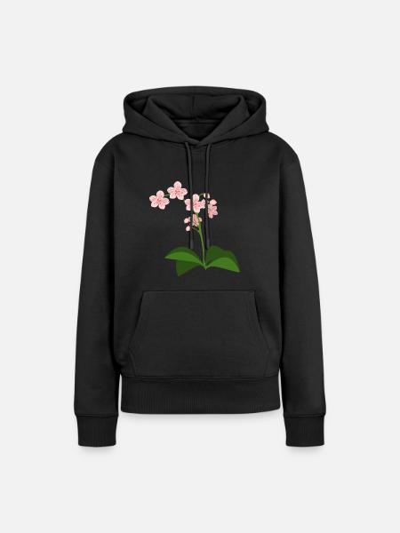 Orchidee - Frauen Premium Bio Hoodie - Schwarz