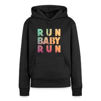 Run Baby Run - Sweat à capuche Premium bio Femme - noir - Devant - Julia (174cm)