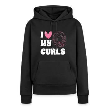 Cheveux bouclés Boucles afro Cheveux naturels - Sweat à capuche Premium bio Femme - noir - Devant - Julia (174cm)