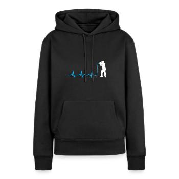 MC rappen herzschlag mikrofon geschenk heartbeat - Frauen Premium Bio Hoodie - Schwarz - Vorne - Julia (174cm)