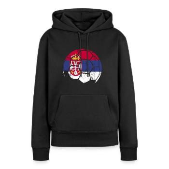 Serbia Soccer Ball Fußball - Frauen Premium Bio Hoodie - Schwarz - Vorne - Julia (174cm)