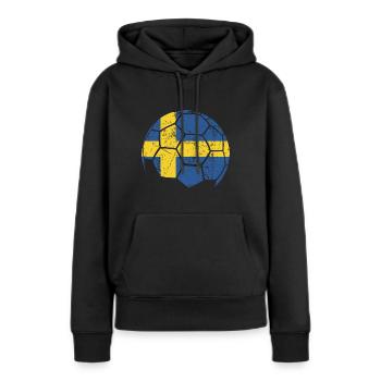 Sweden Soccer Ball Fußball - Frauen Premium Bio Hoodie - Schwarz - Vorne - Julia (174cm)