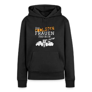 Die coolsten Frauen Traktor - Frauen Premium Bio Hoodie - Schwarz - Vorne - Julia (174cm)