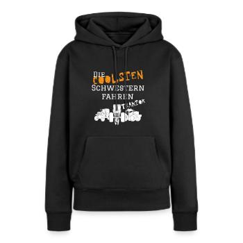 Die coolsten Schwester Traktor - Frauen Premium Bio Hoodie - Schwarz - Vorne - Julia (174cm)