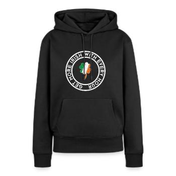 De plus en plus irlandais, avec toutes les heures plus - Sweat à capuche Premium bio Femme - noir - Devant - Julia (174cm)