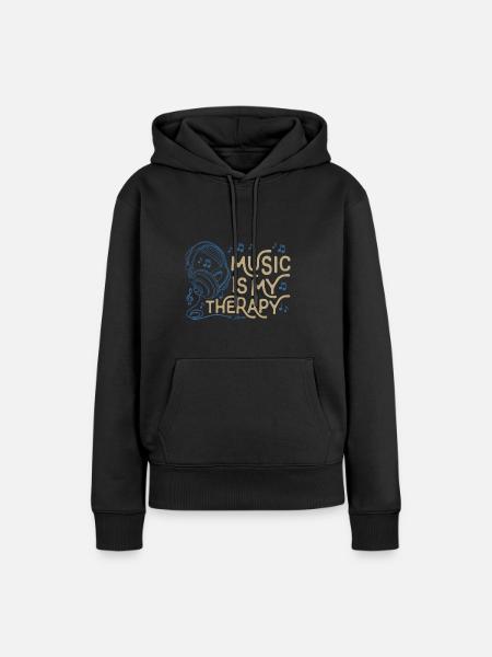 Die Musik ist meine Therapy Leben - Frauen Premium Bio Hoodie - Schwarz