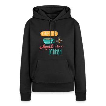 Le café est liquide Optimisme - Sweat à capuche Premium bio Femme - noir - Devant - Julia (174cm)