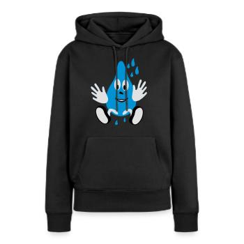 lachender Regentropfen - Frauen Premium Bio Hoodie - Schwarz - Vorne - Julia (174cm)