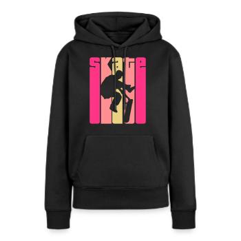 Skate Retro - Skater - Skateboard - Skateboarder - Sweat à capuche Premium bio Femme - noir - Devant - Julia (174cm)