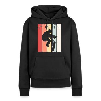 Rétro skateboard de patinage Skate Skateboard - Sweat à capuche Premium bio Femme - noir - Devant - Julia (174cm)